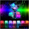 Neuheit Beleuchtung LED-Beleuchtung Polychrome Flash-Party-Lichter leuchtende Eiswürfel blinkende blinkende Dekor leuchten Bar Club Hochzeit Drop Otxh3