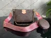 Designer Women Shoulder bags Multi Pochette Accessoires Genuine Leather Handbags Purses Flower Mini 3pcs 3 piece set Crossbody M44262d