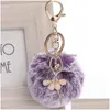 Nyckelringar fluffig nyckelring päls pom Key Chain Faux Rabbit Hair Trinket för väskan Bollring Drop Leverans smycken Dhhqu