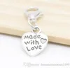 100Pcs alloy Made Whit Love Charms lobster Clasp Dangle Charms For Jewelry Making findings new