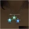 Pendant Necklaces Beads Necklaces Glowing In Dark Tortoise Necklace Sier Animal Pendant Lockets Chains Fashion Jewelry For Women Dro Dhcgo