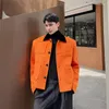 Herenjassen Franse mode vintage pak jas man Koreaanse streetwear los casual oranje wol korte mannen vrouwen jas bovenkleding