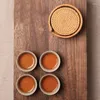 Table Runner 6pcs/Lot Creative Drink Coasters Set for Kungfu Tea Accessoires Round service Derei Placemat Dish Mat Rattan Weave Cup Pad 8cm