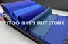 メンズスーツブルーブレザーブラックパンツ/クラシックメンフォーマルなビジネスウェディンググルームスリムウェア/テーラーメイドの衣類男性ジャケットコートセット