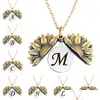 Collares pendientes Az 26 Letras inglesas Collares de girasol para mujer Dorado Abierto Grabado Cadena larga Sol Flor Mujer Colgante Neckl Dhpgr