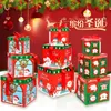 Geschenkpapier 3 Stück Große Weihnachtsbox Frohe Dekorationen für Zuhause Weihnachtsbaum Kinder Süßigkeiten Gefallen Paketboxen Weihnachtsmann Elch Dekore 221202