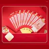 Gift Wrap Wish Exquisite 6/8/10 Slots Spring Festival Fan Shape Money Pockets 2023 Year Red Envelope Happy