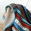 Filtar Vinter dubbelskikt Flanell Faux Fleece Throw Filt Bohemian Colorful Stripes Soft Plush Reversible Cover Shawl For Bed Couch 221206