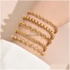 Charm Bracelets Bohemian Fashion Chain Bracelet Set Punk Hippop Chains Bracelets 5Pcs/Set Drop Delivery Jewelry Dh9A0