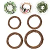 Decorative Flowers Wreath Rattan Natural Frame Wicker Round Ring Decoration Vine Garland Retro Wooden Decor Festival Catcher Dream Hoop