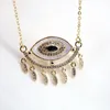 Kedjor 5st Copper White CZ Eye Pendant Necklace Gold Chain Red Blue Black Emamel Turkish krage Boho smycken för kvinnor