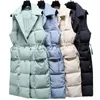 Gilets pour femmes coton rembourré vers le bas femmes mi-longueur automne hiver chaud veste sans manches gilet ceintures vêtements d'extérieur étudiant 221202