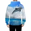 Herenhoodies en dames oceaan Mooie Dolphin Print 3d korte mouw Hoodie Harajuku Men Men Clothing