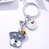 I Love Dog Porte-clés Anneaux Bulldog Corgi Schnauzer Teddy Voiture Porte-clés Titulaire Patte Coeur Animal Pendentif Sac Charme Argent Métal Porte-clés Bijoux Accessoires pour Cadeaux