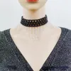 Choker utsökt rosa strass pärla tofs halsband imitation kristall vintage clavicle chain party bröllop smycken gåvor