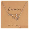 Pendanthalsband Trendiga Shiny Crystal Star Zodiac Sign 12 Constellation Pendent Halsband Kvinnlig elegant Sier Color Choker Drop Del Dhlme