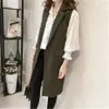 Women's Vests Long Sleeveless Blazer Elegant Office Lady Black Casual Female Ladies Waistcoat PZ2638 221201