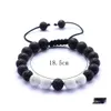 Braccialetti con ciondoli Bracciale diffusore di olio essenziale in pietra lavica da 8 mm Bracciale con perline nere bianche per gioielli da donna Bracciale con consegna a goccia Dhoch