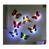 Nocne światła Kolorfy LED LIDZA Naklejki ścienne Łatwa instalacja motyl Dragonfly Night Light For Children Party Sypialnia Chris Otptl