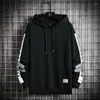 Men's Hoodies Plus Size Hip Hop High Streetwear Fleece Men Casual Striped Pullover Printed Thick Hooded Sweatshirt Fashion Lounge Wear