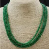 Schöne 3 Reihen facettiert 2x4mm grüner Emerald Rondelle Edelstein Perlen Halskette 17-19 ''