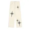 Men's Pants Black Jeans Streetwear Hip Hop Vintage Embroidered Star Baggy Denim 2022 Harajuku Causal High Waist Mens Trousers