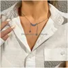 Chokers minimalism Moon Crescent Star Pendant Choker Necklace For Women Girls Clavicle Chest Thin Chain Jewelry Drop Delivery Neckla DHSNF