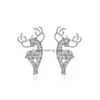 Stud Christmas Gift Diamond Elk Stud oorbellen European Alloy Deer Vorm Ear Nail Women Souvenir Festival Dierring Mode Jood Dh0mg