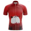Kurtki wyścigowe Hirbgood Men Christmas Red Cycling Jersey off-road krótkie rowerowe koszulka wilgoć wilgoć