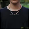 Chains Mens 4Mm Heavy Mixed Color Miami Cuban Necklace Choker Iced Cubic Zircon Hip Hop Jewelry Gold Sier Chain 16 18 20 Drop Delive Dh9Dy