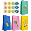Emballage cadeau 24set mignon dinosaure emballage sacs enfants fête d'anniversaire sac papier bonbons faveur boîtes avec autocollant Dino décor 221202