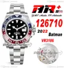 ARF GMT VR3186 Pepsi Automatic Mens Watch Lunetta in ceramica blu rossa Quadrante nero 904L OysterSteel Bracciale Super Edition Stessa scheda di garanzia seriale PTRX Puretime B2