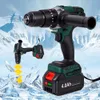 Electric Drill 21V 13mm Borstless 4000mAh 3000mAh Batteris trådlös skruvmejsel med slagfunktion för iskraftsverktyg 221202