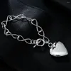 L￤nk armband 925 st￤mpel silver f￤rg romantisk k￤rlek hj￤rtram h￤nge f￶r kvinnor tillbeh￶r mode charm parti br￶llop smycken