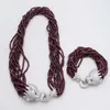 10ROWS GARNET RUND Facetterat halsband och armband 20 tum 8x4mm