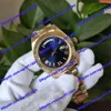 6 Model Green Heren Watch 2813 Automatisch mechanisch horloge 228348RBR40MM BLAUWE Romeinse wijzerplaat Diamant Bezel Gold roestvrijstalen horloges kalenderdisplay 228348 horloges