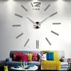Horloges murales vente horloge murale montre horloges 3d bricolage acrylique miroir autocollants salon Quartz aiguille Europe horloge 221203