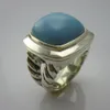 Solid 925 Srebrny Turkusowe pierścienie 14 mm dla dziewcząt marka biżuterii Ametyst Black Onyx Blue Topaz Pierścień