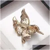 Pinnen broches 3 stijlen wilde vogellegering broche oliemortaal broches pin dames sieraden strass reve pin revers pins drop levering dhstx