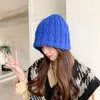 Berets Big Head Woolen Hat For Women Autumn Winter Versatile Mohair Knitted Warm Ear Protection Pile Cap Japanese Style Ladies