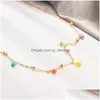 Chokers Fashion Women Necklaces Simple Boho Colorf Round Beads Gold Chain Rice Bead Pendant Charms Alloy Necklace Jewelry For Girls Dhqey