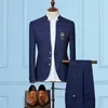 Herrdräkter blazers blazer byxor mode stativ krage pläd set engelska smala party klänning groomsman high end plus size 3xl 221202