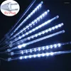 Strängar 3 Set LED Meteor Dusch LightsSolar String Lights Year Home Christmas Street House Garland Decoration Waterproof Navidad