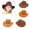 Berets Cowboy Hat Boys Girls Western Party Costumes Casual Knight Cap Adjustable Sunshade Prints Vintage Retro Wide Brim Cowgirl