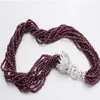 10ROWS GARNET RUND Facetterat halsband och armband 20 tum 8x4mm