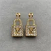 Orecchini designer Fashion Diamond Studs Lock Letters Golden Women Parte