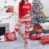 Hemkläder Onmelo Years Costume Women Christmas Pyjama Set Full Sleeve Topslong Pants Xmas Print 2st Casual Sleepwear Gift 221202