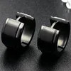 Boucles d'oreilles créoles 2 pièces méchant femmes hommes Huggie noir solide en acier inoxydable rond lisse bière couronne bijoux S Eari