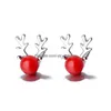 Stud Elegant Xmas Reindeer Ear Stud Earring For Women Fashion 925 Sier Christmas Pearl Deer Earrings Statement Jewelry Drop Delivery Dhnme