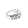 Anéis de casamento Hainon Silver Color Fire Opal promessa Distribuição de jóias azul Natural Stone Natural